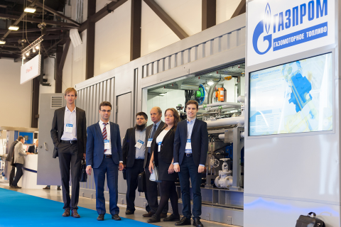 Managers and specialists of the scientific and engineering center "Compressor, vacuum, refrigeration engineering and pneumatic systems" at the stand of OOO "GGMT" at the St. Petersburg gas forum 2018