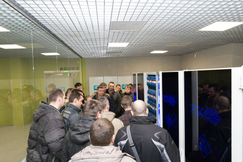 A students group of advanced training courses from OOO "Gazprom transgaz St. Petersburg" and OOO "Gazprom invest" in the supercomputer center "Polytechnic"