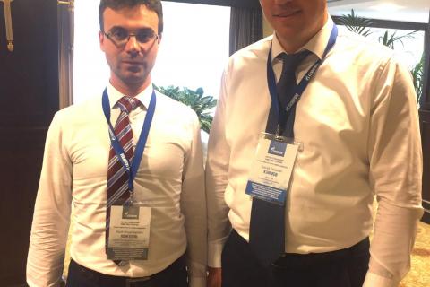 Head of the "Compressor, vacuum and refrigeration" Department Yu. V. Kozhukhov and Director of production and technical development and cooperation of the business unit GMS compressors of GMS group S. P. Klimov at the meeting of the section "Gas and gas condensate production" of PAO "Gazprom" in Sochi.