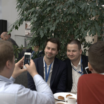 Compressor Technology Symposium 2019: Coffee Break. Participants from the company NPF Entechmash - General Sponsor of the Symposium