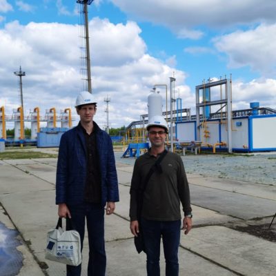 Heads of the scientific and engineering group "Compressor, vacuum, refrigeration equipment and gas transport and processing systems" Yuri Vladimirovich Kozhukhov and Sergey Vladimirovich Kartashov at the Komsomolsk Linear Production Directorate of Trunk Gas Pipelines of Gazprom Transgaz Yugorsk LLC