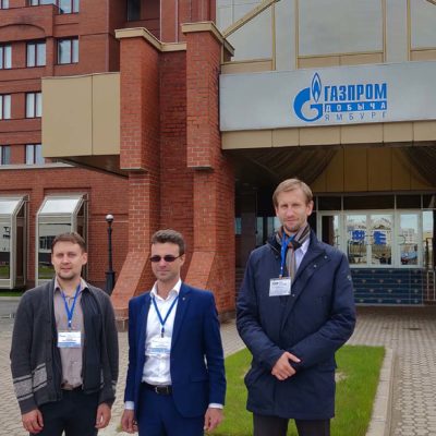 Visit to OOO "Gazprom dobycha Yamburg". From left to right: M. M. Vorontsov - OOO “Gazprom VNIIGAZ”, Y. V. Kozhukhov and S. V. Kartashov - SEC " Compressor, vacuum, refrigeration engineering and pneumatic systems»