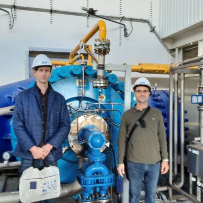 Heads of the scientific and engineering group "Compressor, vacuum, refrigeration equipment and gas transport and processing systems" Yuri Vladimirovich Kozhukhov and Sergey Vladimirovich Kartashov at the Komsomolsk Linear Production Directorate of Trunk Gas Pipelines of Gazprom Transgaz Yugorsk LLC