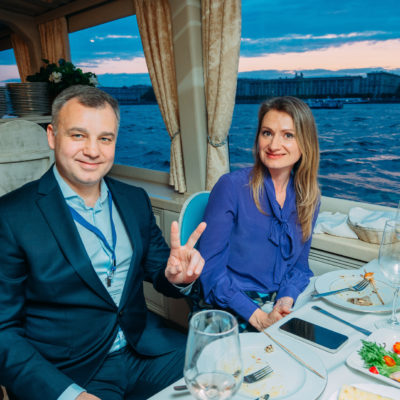 Conference 2023: gala dinner for conference participants on a boat on the Neva River