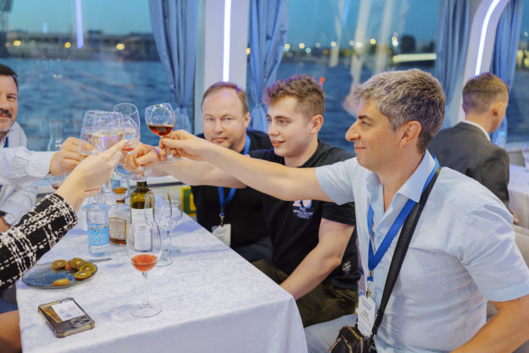 Banquet for the conference participants on a boat on the Neva River.